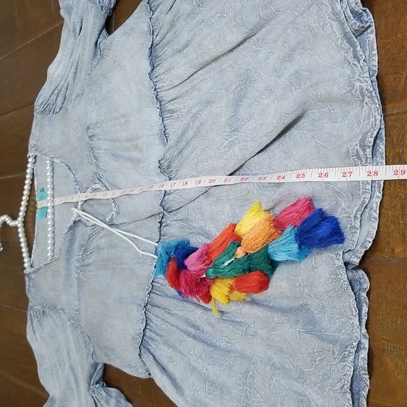 Judith March Bell Sleeve Embroidered Tunic Grey Top - Picture 7 of 12